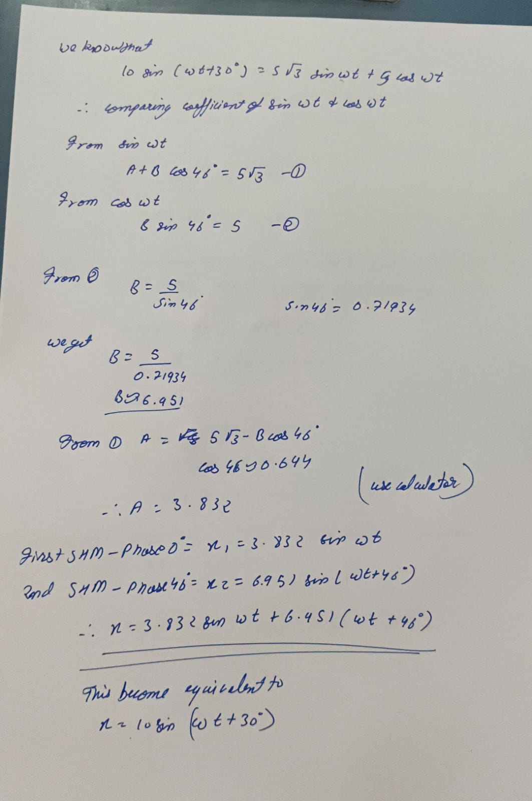 Split Harmonic Motion into Two Harmonic Motions